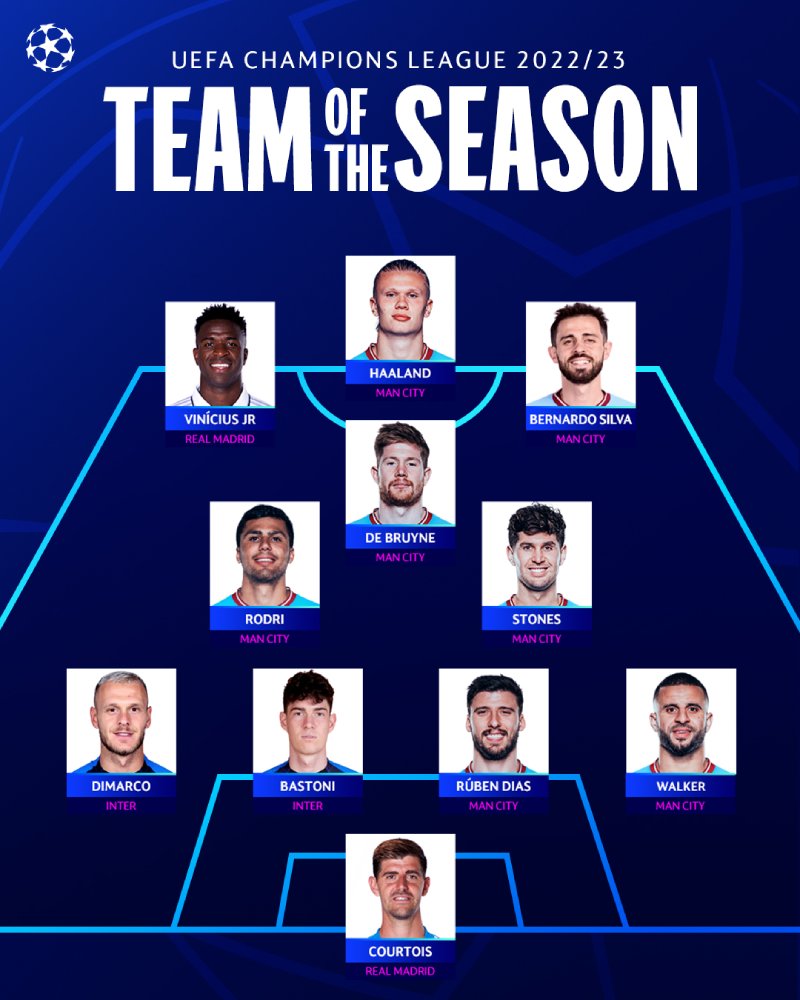 Courtois and Vinicius named in Champions League team of the season